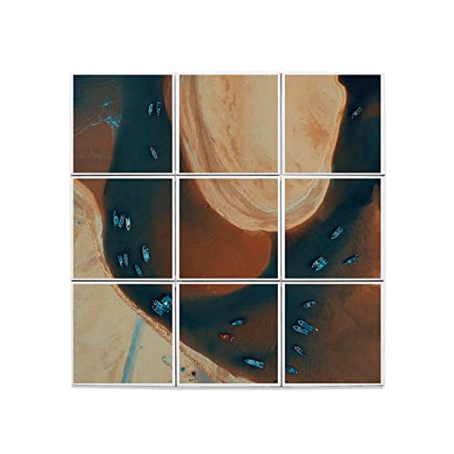 Carreaux céramique décoratif 60x60 cm motif plage et bateaux pour mur