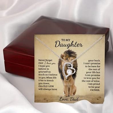 To My Daughter Necklace from Dad Meaningful Jewelry Gift with Message Card & Box | Birthday, Graduation, Christmas, or Valentines Day Gift for Daughter from Father