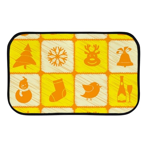 Nuansexi Bathroom Rugs Christmas Symbols Yellow Floor Mats Non Slip Bathmat Doormat Tub Mat Coral Velvet Absorbent Entrance Carpet Mats Machine Washable Bedroom Decor