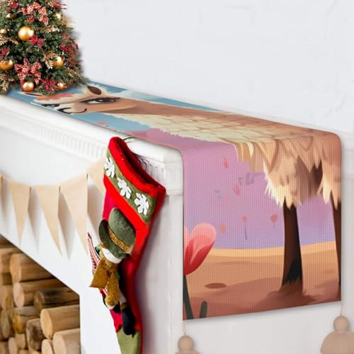 Chemin de table rustique pour déco automne et repas de Noël festif avec franges - 7