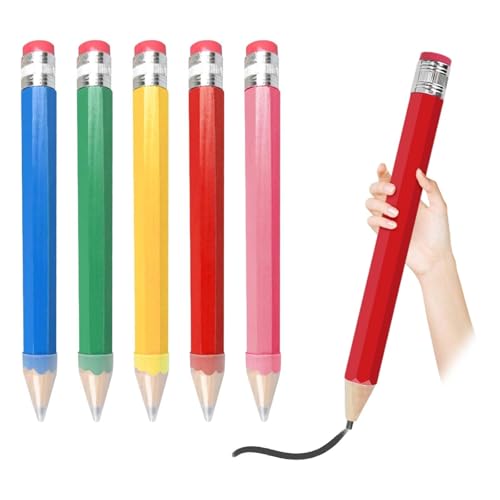 5 Pièces Crayons Surdimensionnés,Gros Crayon 34cm,Crayon À Papier Géant,Crayons Géants Bois Colorés,Convient Aux Enfants, À L'école, À La Maison, Au...