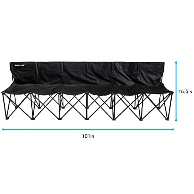 Franklin Sports Sideline Team Bench - Collapsible Sports Bench - Easy Assembly - Pop Up Black, 6 Person