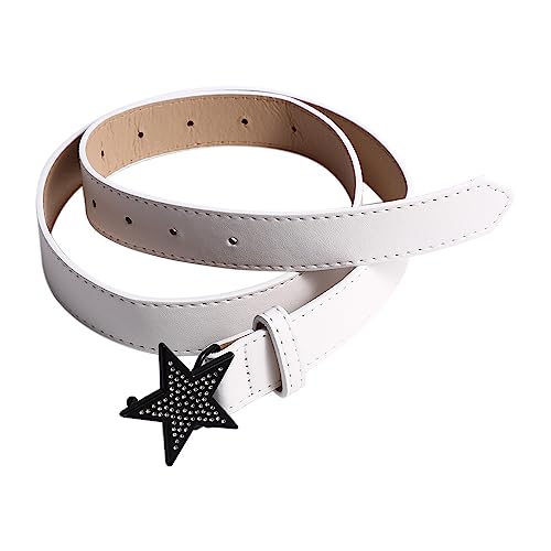 Star Buckle Belt, Rhinestone Retro Alloy Y2k Waist Strap, PU Leather Adjustable Waistband Women Waist Belt2