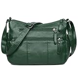 VOLGANIK ROCK Women's Soft PU Leather Crossbody Handbag - Multi Pockets, Shoulder Bag, Travel Bag - Green