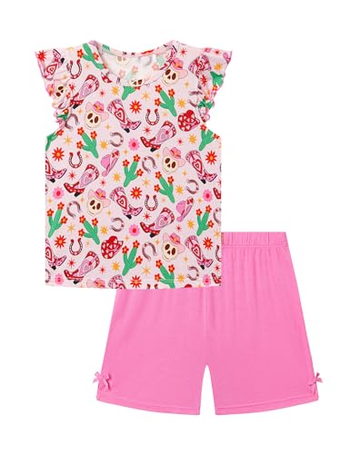 Image of Toddler Girl Short Sets Bamboo Viscose Sleeveless Summer Outfits 2 Piece Clothing Set