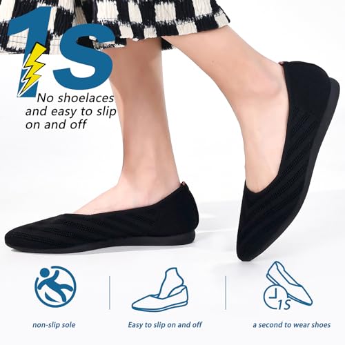 buyrew women39s ballet flats pointed toe knit slip on arch support comfortable dress shoes for women low wedge casual work flats