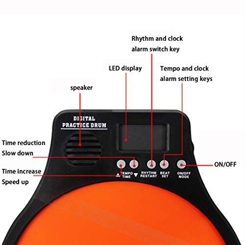 QLTY Elektronische Dumb Drum Pad Metronoom,12 inch Drum Practice Pad Draagbaar,In hoogte verstelbare opvouwbare domme… - Image 7