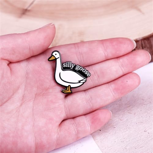 Image of yangwenyuanGoose Brooch Silly Goose Humorous Letter Brooch Badge Cartoon Animal Design Hard Enamel Pin Fun Goose Pin Cute Collar Pin Suitable for Backpacks Jackets Gifts DIY Accessories Clothing Hat Decorations