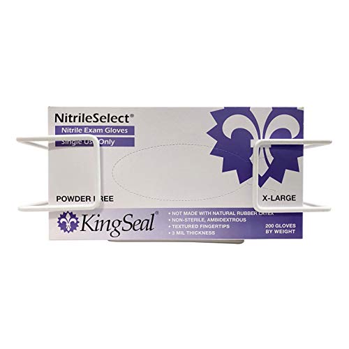 kingseal 1 each  disposable glove or tissue box holder triple 3-box glove rack wall mounted universal box holder for larger sized boxes white - 1 glove rack