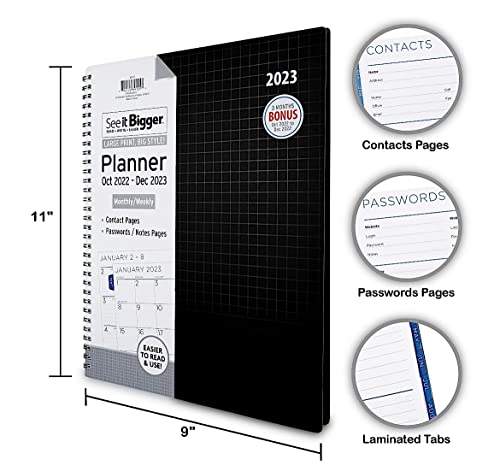 Planahead See It Bigger April 2023 - June 2024 Monthly/Weekly Large Planner 8.5" X 11"And Suheyla Ultima Pen (See It Bigger) #TOP2
