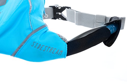 Mazama Designs Sidestream Go, 1.3 Liter Stand Up Paddle Board and Running Hydration Pack with Retracting Drink Tube, Hydration Belt, Aqua Blue
