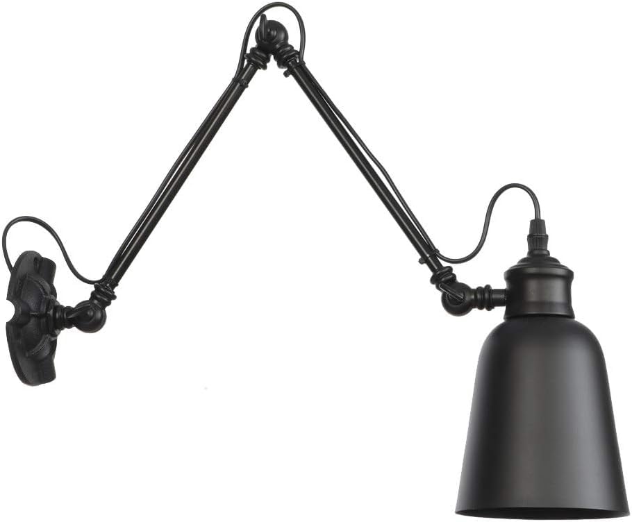 Luces para sala de estar E27 ajustables y apliques de pared industriales negros plegables