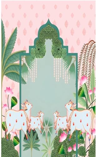 Image of varalakshmi Pooja Decoration Cloth 8x5 feet | Traditional Background Curtain Cloth for Festival | Cow Backdrop Cloth for Decoration | pichwai Backdrop Cloth for Decorations | Backdrop for Pooja