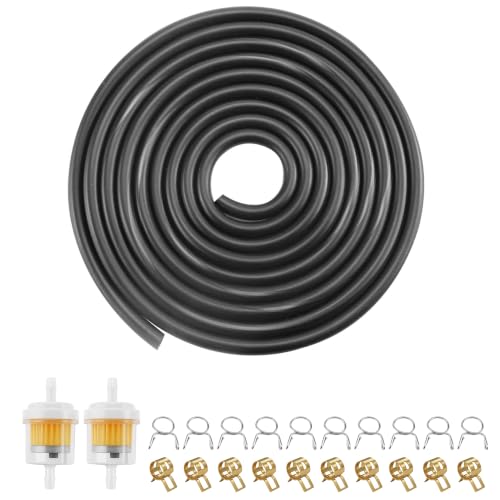 Image of PRO BAT 16.4-Ft 0.2'' I.D. Gas Fuel Line Tube+20pcs 0.35 inch I.D. Hose Clamps | 2pcs Fuel Filters for ATV Dirt Bike Go Kart Moped Pocket Bike Chinese Scooter Stratton Small Engines Black