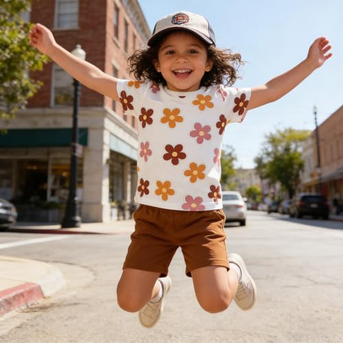 Image of OLMRJKD Kid Toddler Girl Clothes Summer Short Sleeve Figure Graphic Tee Shirt + Shorts Summer Outfits Set