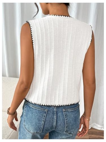 Verdusa Women's Old Money Button Down Sweater Vest Sleeveless Elegant Lightweight Knit Tops2