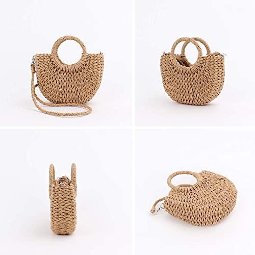 Bolso de Rattan Semi-Circular Mini para Mujer miniatura 5