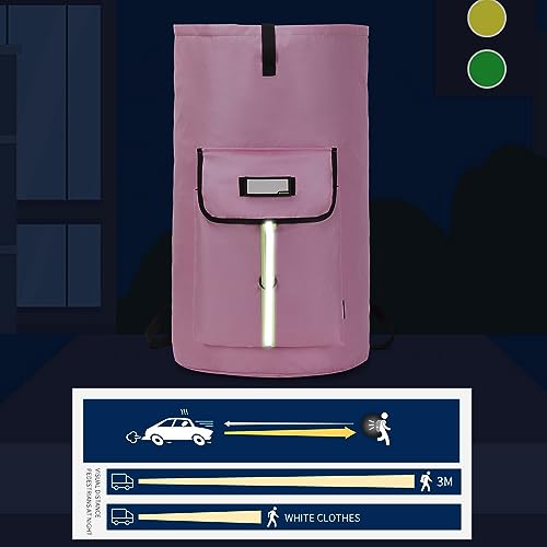 Image of laundry bag backpack,extra-large heavy duty laundry bags,laundry backpack for college students,drawstring closure (Light Pink Laundry Bag)