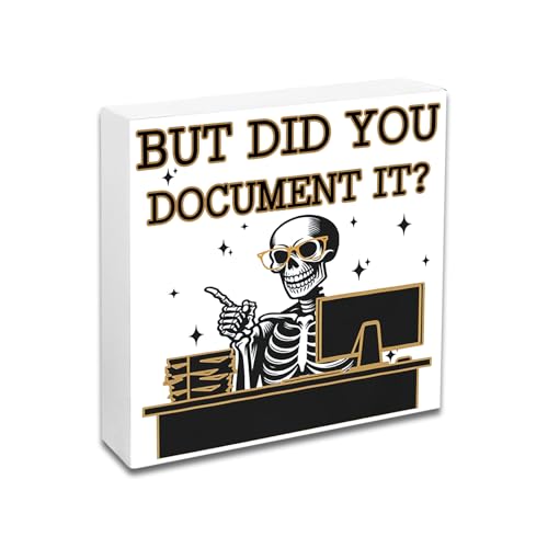 YINSSA Funny Work Gifts For Boss Coworkers Women Men Office Decor But Did You Document It Wooden Box Sign Cool Employee Appreciation Gifts Cubicle Desk Sign For Office Desk Christmas Decorations