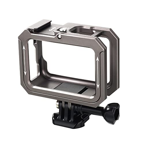 JKRNEJGR Aluminum Alloy Protective Cage for Action Camera, Double Cold Shoe Mount with Side Access, Anti Scratch Frame for 9