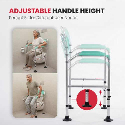 Image of AGEasy (Max Group) Toilet Frame | Height & Width Adjustable | Armrests & Backrest for Ultimate Comfort | Fits All Commode Types | Durable Support for Seniors & Post-Surgery Care | 1-Year Warranty