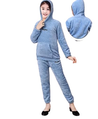 Women Winter Wear Sweatshirt And Trouser Set | Women Top And Bottom Set | Hoodie Set | Track Suit | Nightdress | Winter Night Suit (Blue) (IN, Alpha, M, Regular)-image-21