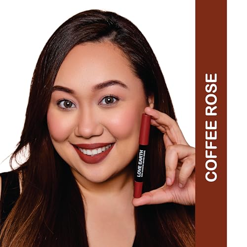 Image of Love Earth Non-Transfer Crayon Lipstick-Coffee Rose | Lightweight & Longlasting, Smudge Proof, Transferproof, Matte | up to 12 Hours Stay - 3.5g