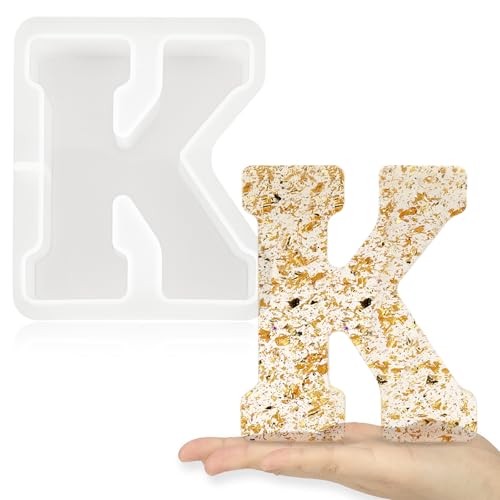 Gartful 7 Inch Large Letter Molds for Resin 3D K Capital Alphabet Epoxy Resin Mold A to Z Thick Resin Letter Molds for Making Letters Word Sign Art DIY Crafts Making Cake Party Home Decor