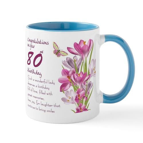 Taza de cerámica 11 oz para 80o cumpleaños miniatura 1