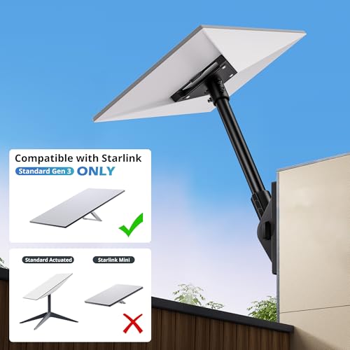 Image of UBeesize Starlink Gen 3 Mount, Starlink Pole Mount Kits for Standard 3 /4 /4X Satellite Dish, Adjustable Gen3 StarLink Roof Mounts with Pipe Adapter