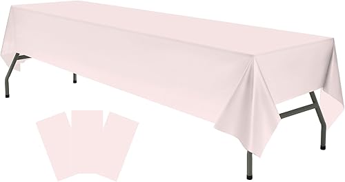 Miniatura 7 de Manteles de plástico marfil paquete de 3 manteles desechables crema de 54 x 108 pulgadas manteles blancos lechosos para despedidas de soltera