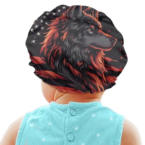 Sleep Cap for Long Hair - American Flag Boys Sleeping Cap - Breathable, Adjustable Stretch Head Cover - Main Image