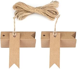 jijAcraft 100PCS Brown Kraft Paper Gift Tags,Mini Tags Hang Tags for Crafts Wedding Favours(7X2CM)