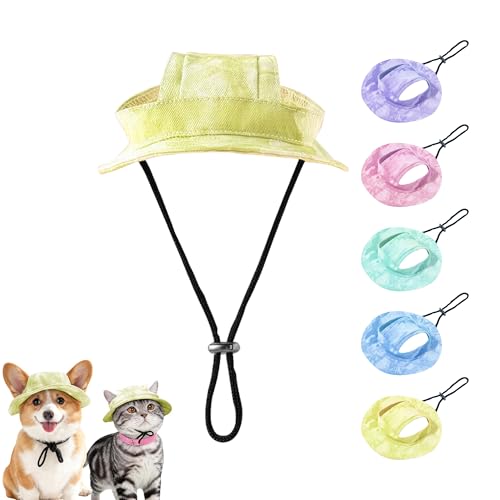 Cat Sun Hat Dog Bucket Hat Pet Sport Hat&Pet Hat with 2Ear Holes Fall Hats for Cats&Dogs Decorative Hats for Cats&Dogs Make Your Pet Even Cuter and More Beautiful (Yellow S)