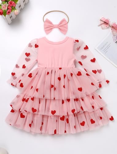 Baby Girl Berry Hearts Butterfly Sequin Tulle Tutu 1st Birthday Valentine Dress Toddler Long Sleeve Cake Smash Outfits4