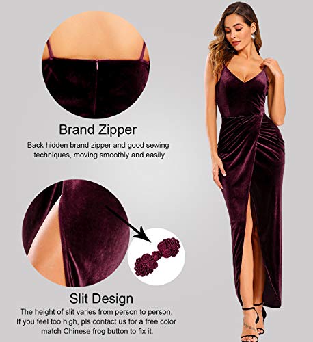 Ababalaya Elegant Spaghetti Strap Velvet Holiday Party Dresses for Women3