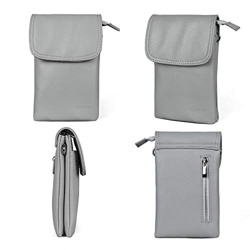 Image of befen Genuine Leather Small Crossbody Bags for Women Cell Phone Bag Cross Body Purses,Silver Zipper
