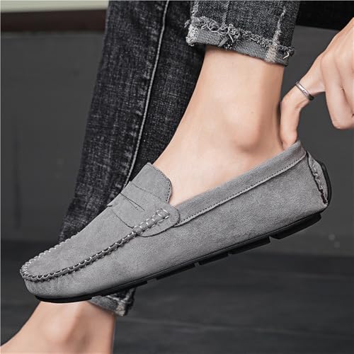 Loafers for Men Suede Vamp Loafer Stitching Details Round Toe Slip Resistant Anti-Slip Comfortable Lightweight Flat Heel Wedding Prom Slip-ons2