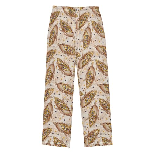 ZZXXB Colorful Corn Boys Long Pants Soft Trousers Elastic Waist Kids Lounge Bottoms with Pockets S-XL