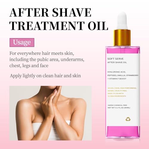 Soft Serve After Shave Oil Strawberry & Vanilla - Shaving Oil For Women & Men, Lightweight Fast Absorption, Prevent Ingrown Hairs, Post Shave Skincare(3 Fl Oz) - Image 8