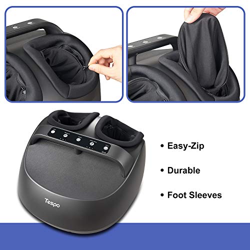 Tespo Shiatsu Foot Massager Machine with Heat, Deep Kneading Therapy, Compression, Relieve Foot Pain from Plantar Fasciitis, Improve Blood Circulation, Fits feet up to Men Size 12, Black
