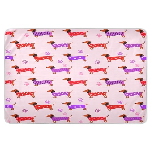 BOESI Doodle Colorful Dachshund Waterproof Pads for Bedwetting and Incontinence, Reusable Pads, Reusable Diaper Pads for Bed, Sofa, Travel