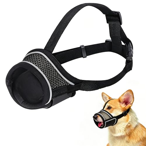 Maulkorb für Hunde,Nylon Maulkorb Für Hunde,Soft Mesh Maulkorb Hund,Atmungsaktiv,Reflektierend,Verstellbarer Hundemaulkorb,Maulkorb Kleine Hunde Stoff,für Mittlere und L Beißen,Bellen,Kauen Verhindern