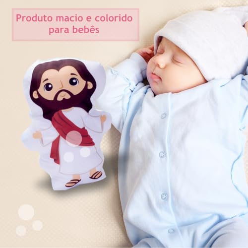 Kit de 2 Almofadas Cheias Decorativas Naninha Bebê Jesus Cristo e Nossa Senhora