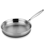 NQYZZFA Bratpfanne Aus Edelstahl, 5-Lagige Edelstahlpfanne, PTFE- Und PFOA-Frei, Für Alle Herdplatten Geeignet, Spülmaschinen- Und Ofenfest,28cm