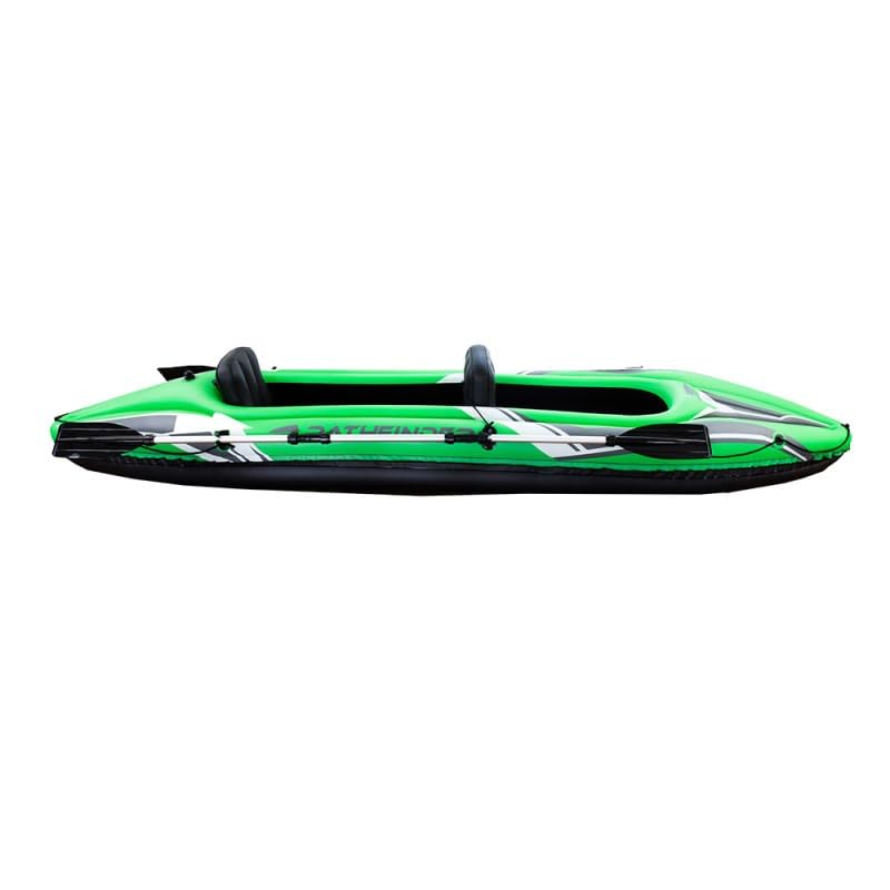 Kayak inflable Pathfinder Element 2 personas con respaldo de PVC resistente con pagaya doble sólida y bomba de inflado
