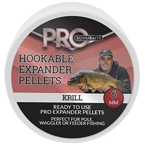 Preston Sonubaits Pro Hookable Pellets 4mm Krill Flavour | x2 Tubs | Ready to Use | Match Fishing Hookbait | for F1’s, Carp, Skimmers and Bream | Durable | Flavouring | Code S1820028