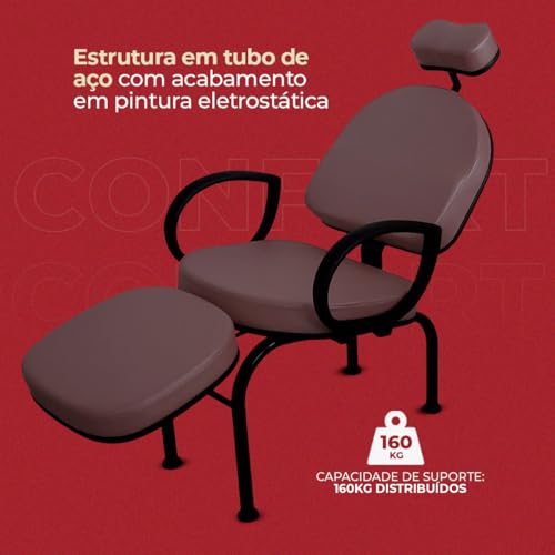 Cadeira Salão Maquiagem Estética Unhas Profissional For-ty (Estofado Café Facto Estrutura Preta)