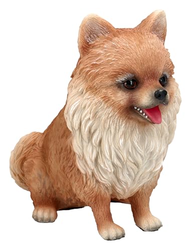 Figuren Shop GmbH Zwergspitz Pomeranian Welpe – Handbemalte Hundefigur aus Polyresin, 14,5 cm Höhe