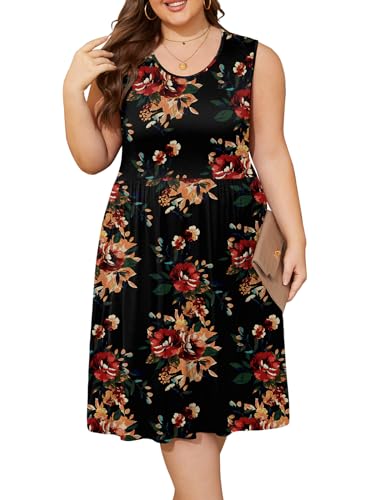 Image of DB MOON Womens 2026 Plus Size Tank Dresses Sleeveless Knee Length Sundress with Pockets
